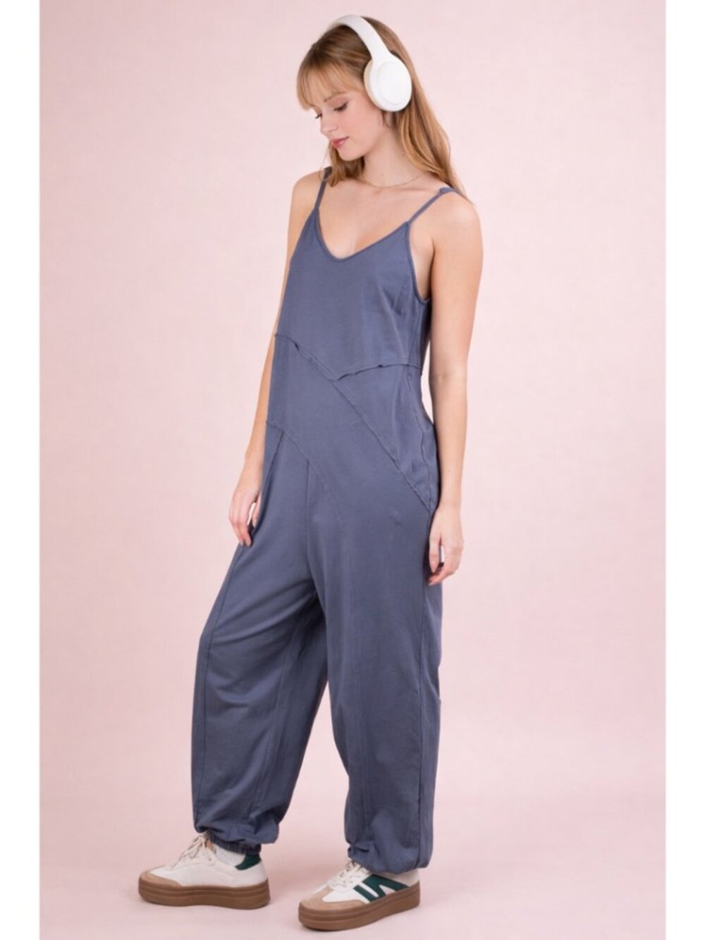 New in Sleeveless Jumpsuit in Denim Blue NWT Size Medium Boho Summer Travel
